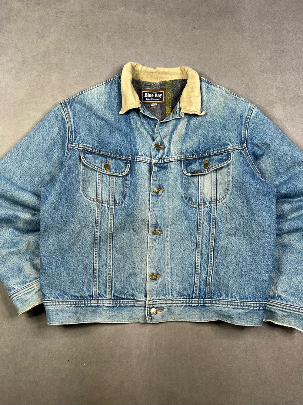 Vintage Light Blue Denim  Stormrider Jacket with Cream Collar